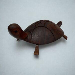 Wood Carved Turtle Figurine Jamaica Souvenir Red Eye